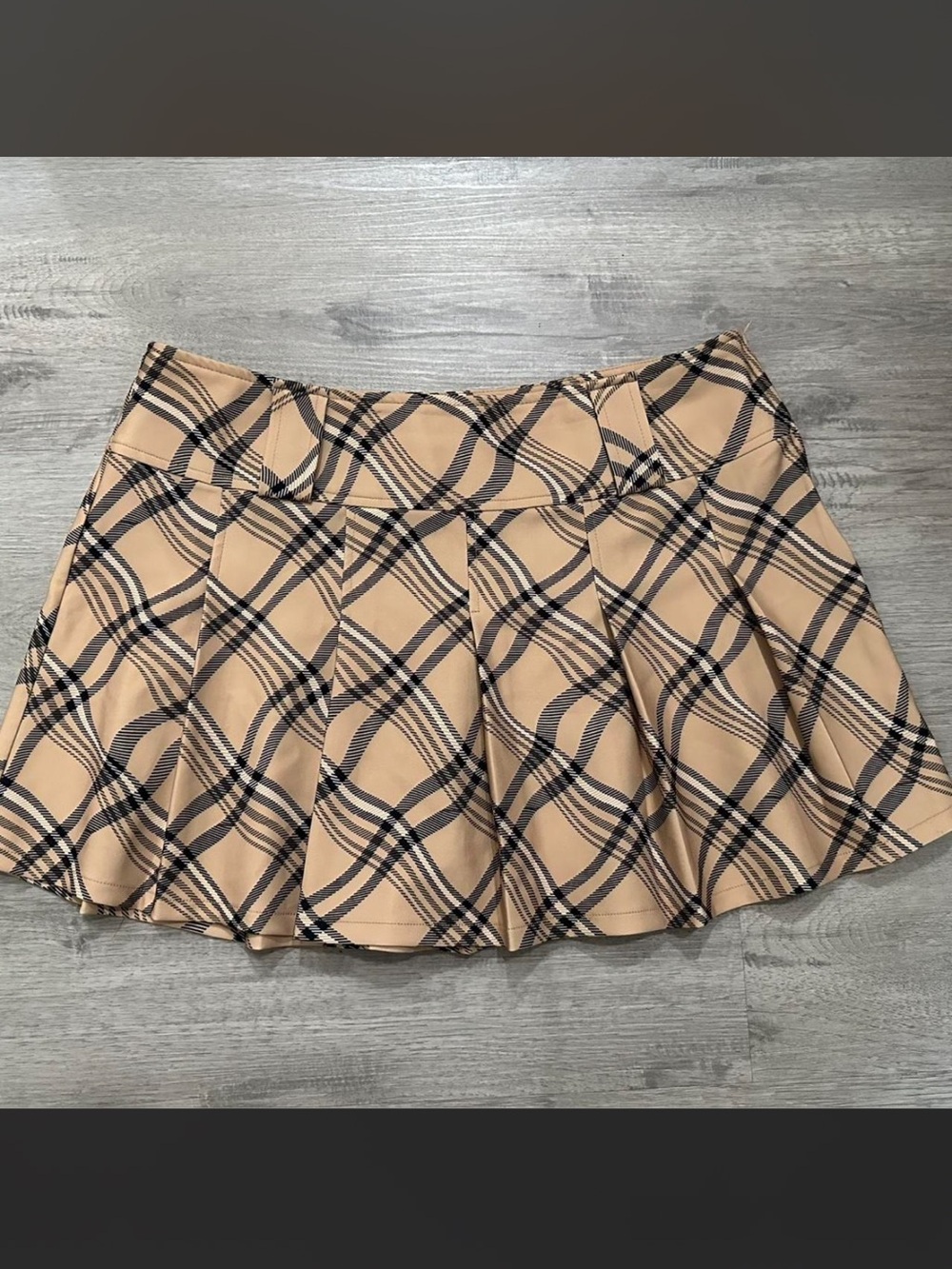 I.AM.GIA Beige and Black Plaid Skirt